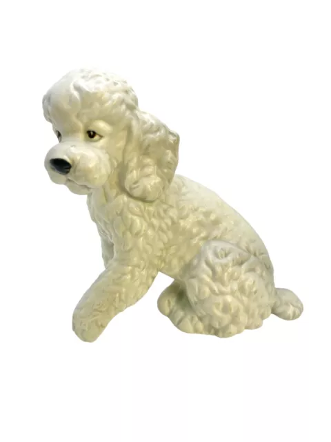 Vintage Japan White Brown Poodle puppy dog figurine 4”