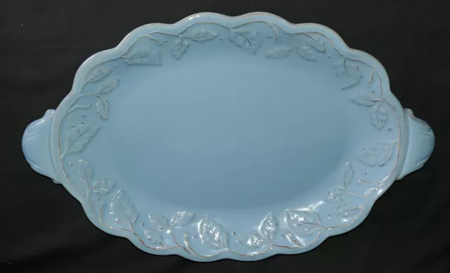 Longaberger Vine Blue Mist 18” Large Oval Serving Platter – MINT - RARE