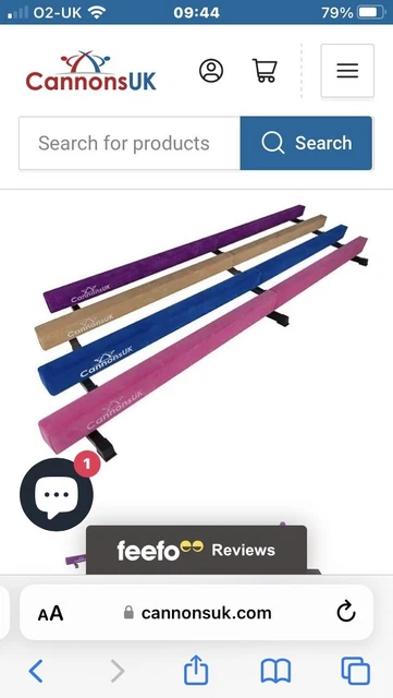 CANNONS UK 12ft 3M SOLID GYMNASTICS BALANCE BEAM  Purple Splits In Two Halves