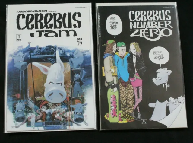 CEREBUS JAM #1 & Number Zero 0 Very Fine Comics Book lot of two FIRST CLASS SHIP