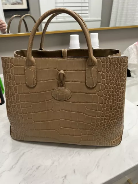 LongChamp Roseau handbag Croc Embossed Beautiful