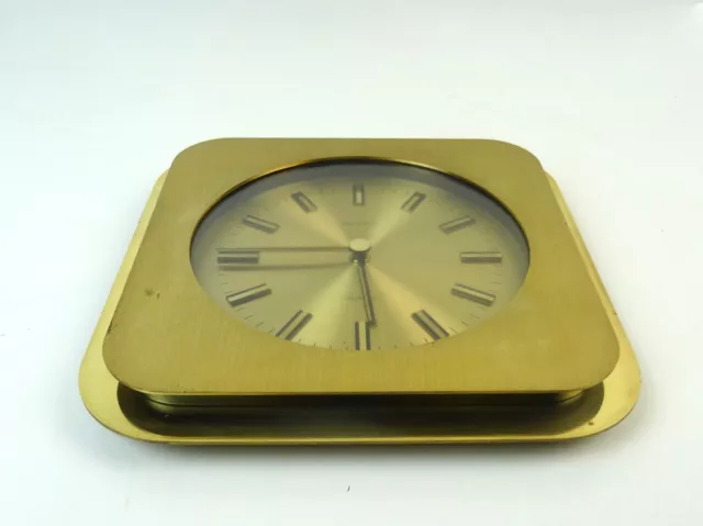 Very Rare Original Mid Century Golden Brass Vintage Wall Clock By Kienzle 2