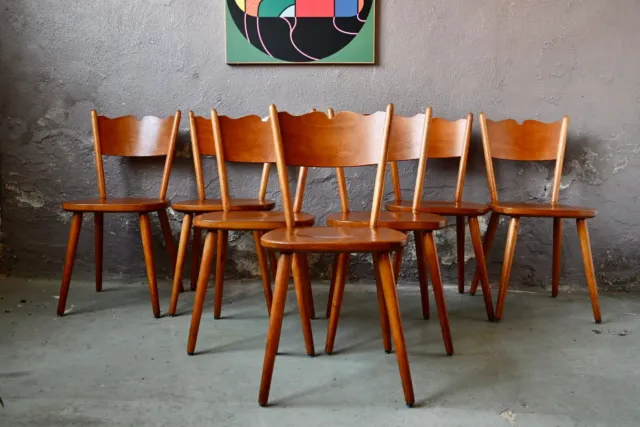 Série de 12 chaises Hiller bistrot en bois de style vintage scandinave lot