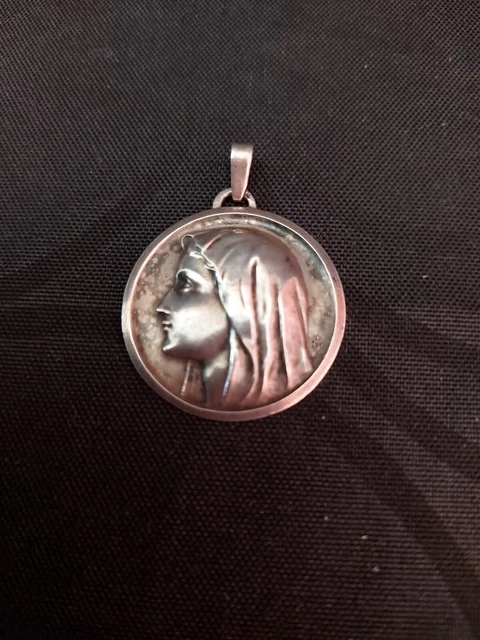 Pendentif Médaille – Enfants De Marie – Argent Massif – 4,9g – Fabrication Française