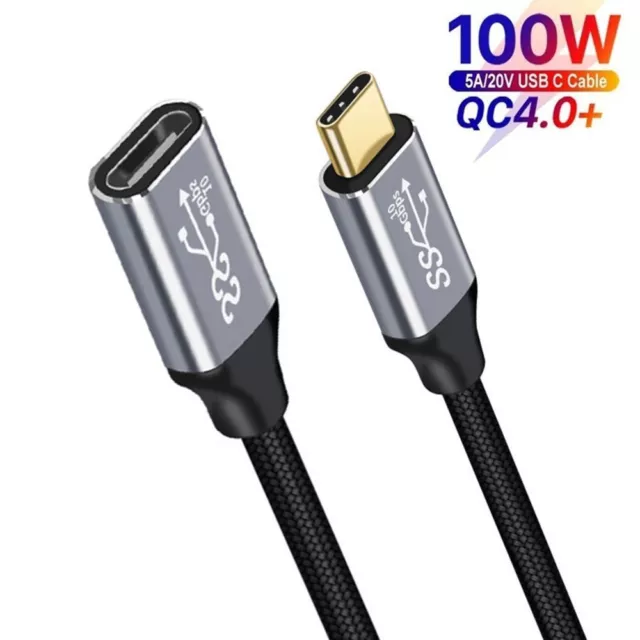 Male to Female PD 100W Fast Charging Extension Cable Type C Cable USB 3.1 Gen 2