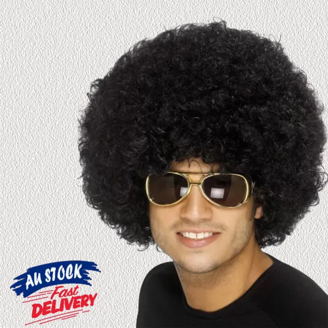 Black Afro Curly Wig Costume Cosplay World Cup Party Fancy Dress