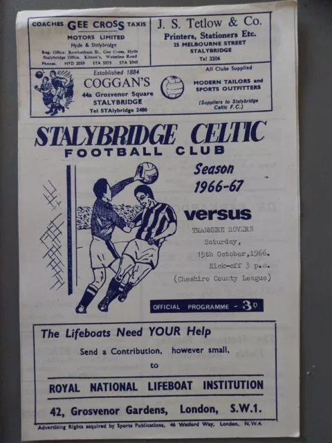 Stalybridge Celtic V Tranmere Rovers Reserves Cheshire League 1966/7