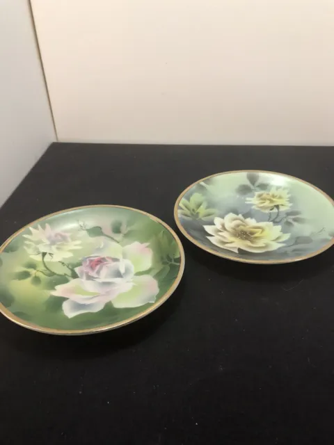Set of 2 C. T. Altwasser Germany Gold Rimmed 6” plates Silesia Flowers