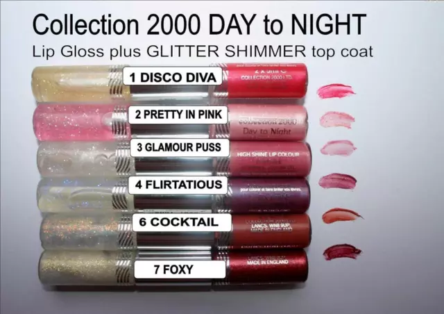 Collection 2000 2 step LIP GLOSS DAY to NIGHT glitter shimmer TOP COAT lipgloss