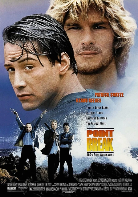 POSTER POINT BREAK, Patrick Swayze, Keanu Reeves - 70X100 CM EUR 17,00 ...