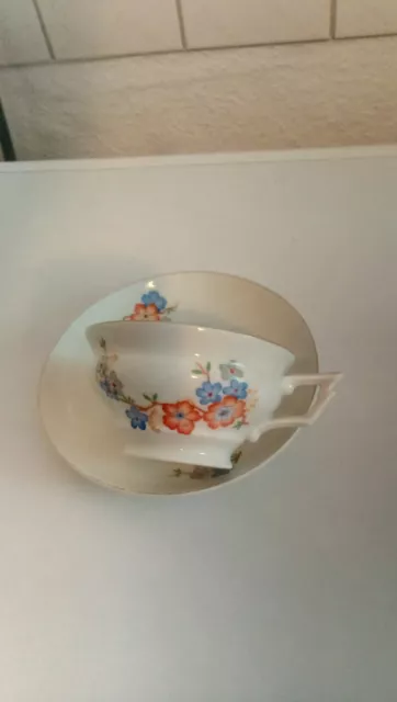 Kaffeetasse mit Untertasse (Alt) Porzellan KPM Blumendeco Goldrand