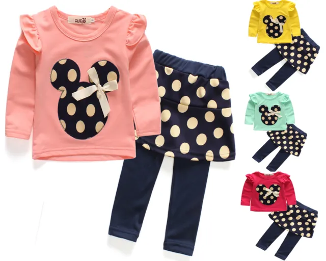 2pcs Toddler Baby Girls Minnie Outfits T shirt tops+ Pants Kids Clothes set