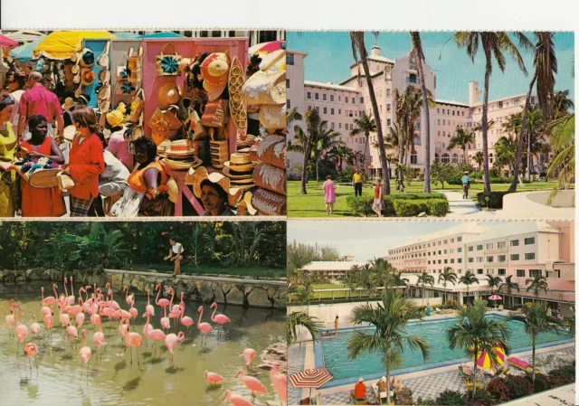 BAHAMAS NASSAU 2 Vintage Old Postcards Lot of 4