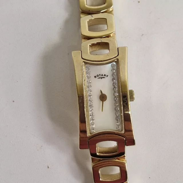 LADIES ROTARY WATCH with Mother of Pearl Face Diamantes and Gold Tone Chain 20.00 PicClick UK