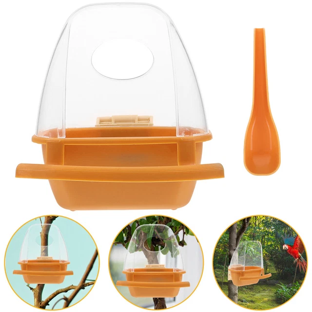Alimentador de comida para jaula para pájaros loros contenedor de comida contenedor de plástico para alimentos para aves al aire libre