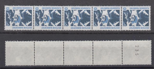 Bund 1347 Au RM 5er Streifen mit ungerader Nummer SWK 10 Pf postfrisch