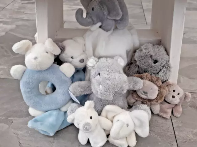 Bundle The Little White Company Baby Soft Toy Plush Bear Elephant Hippo Lion Dog