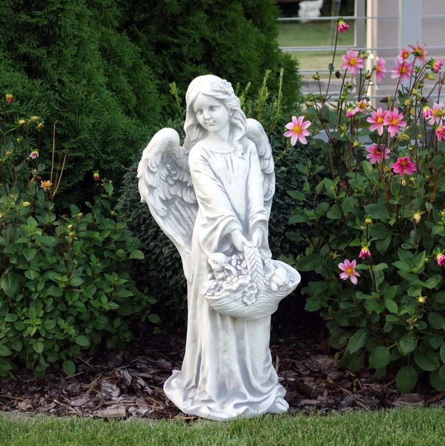 Engel Figur Aus Steinguss – 63 Cm Hoch, 28 Kg, Frostsicher, Für Garten & Terrasse