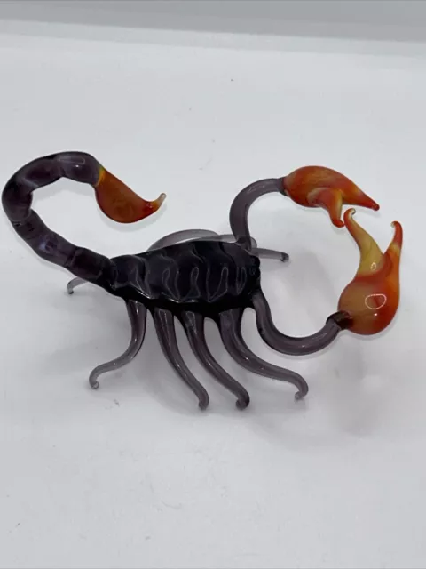 Glass Scorpion Purple Color  Made In Russia Collectible Art Figurine