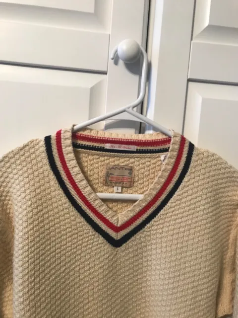 Gant Rugger Vintage Cricket Sweater Large (see measurements) Cream Waffle Knit