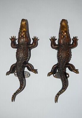 10'' Inches Crocodile Handle Pair Brass Caiman Alligator Drawer Pull EK810 3