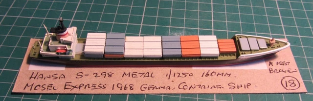 MOSEL EXPRESS 1968 German Container Ship my Hansa S-298, Scale 1/1250 ...