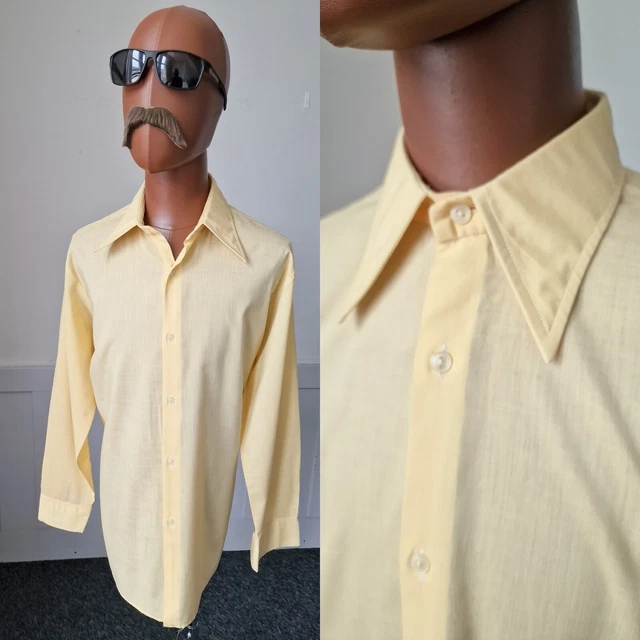 Camicia vintage anni 60/70 colletto pugnale | GRANDE | Giallo Arancione Disco Mod ZE63
