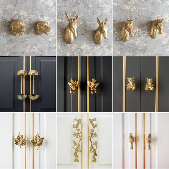 Boutons d'armoire élégants poignées de porte laiton armoire tiroir tire