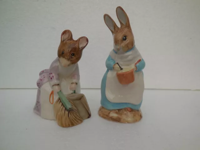 Royal Albert ~ Beatrix Potter ~Mrs Rabbit Cooking & Hunca Munca Sweeping