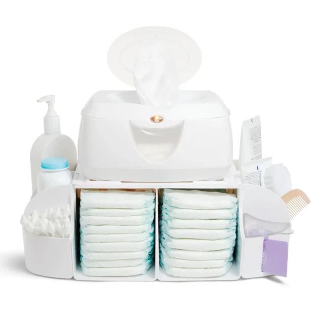 Baby Diaper Change Organizer - Neat and Convenient Diaper Stacker, White