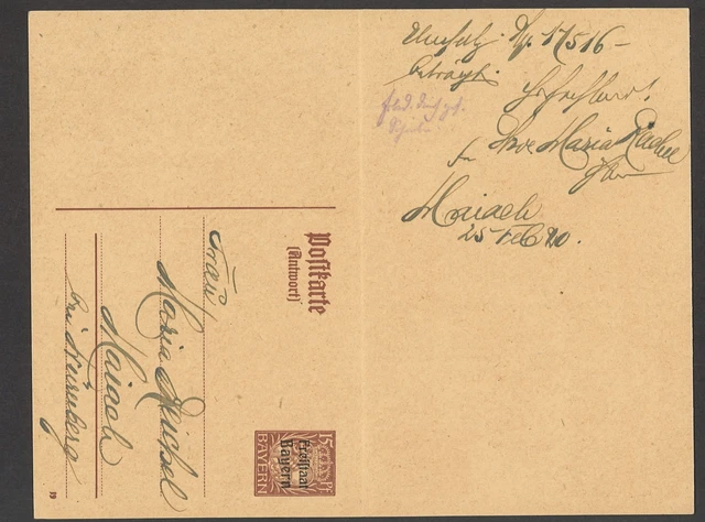 Altdeutschland Bayern 1920 Postkarte P 115/01 (F+A) ab Nürnberg nach Haiach