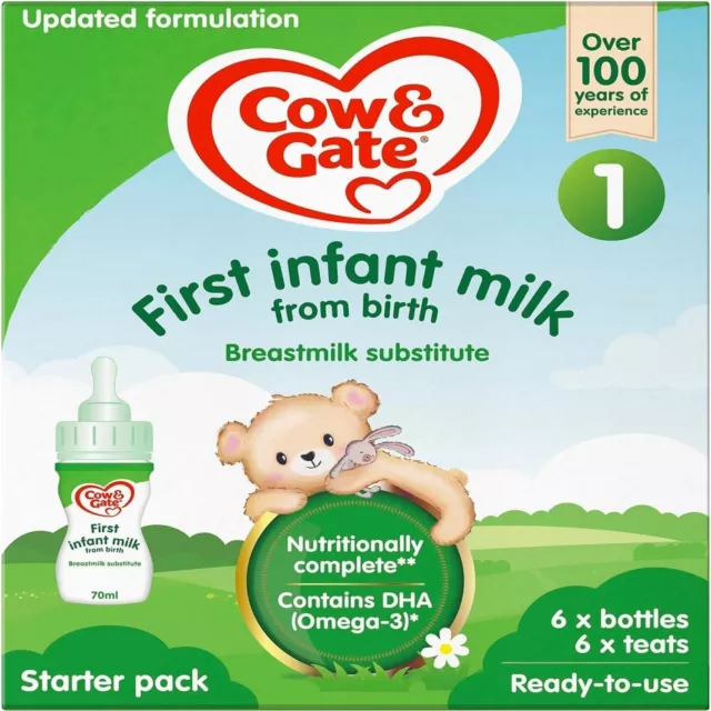 Cow & Gate 1 First Baby Milk Formula, Starter Pack From Birth, 6x70ml