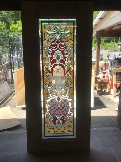 Beautiful Hand Made Stained Glass Victorian Style Entry Door - Jb23-1
