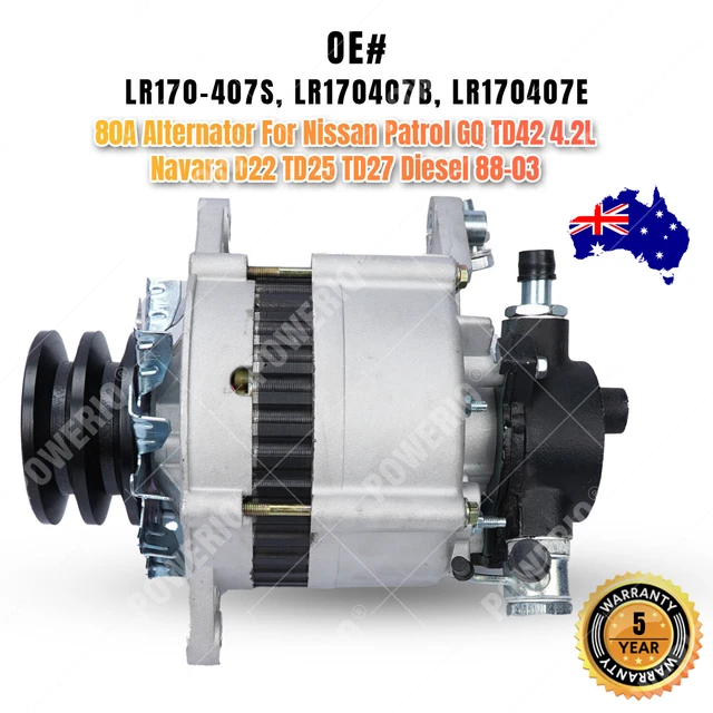 Jaylec 140A 12v Alternator Kit W/ VacPump for Nissan Patrol GQ GU TD42 main image 1