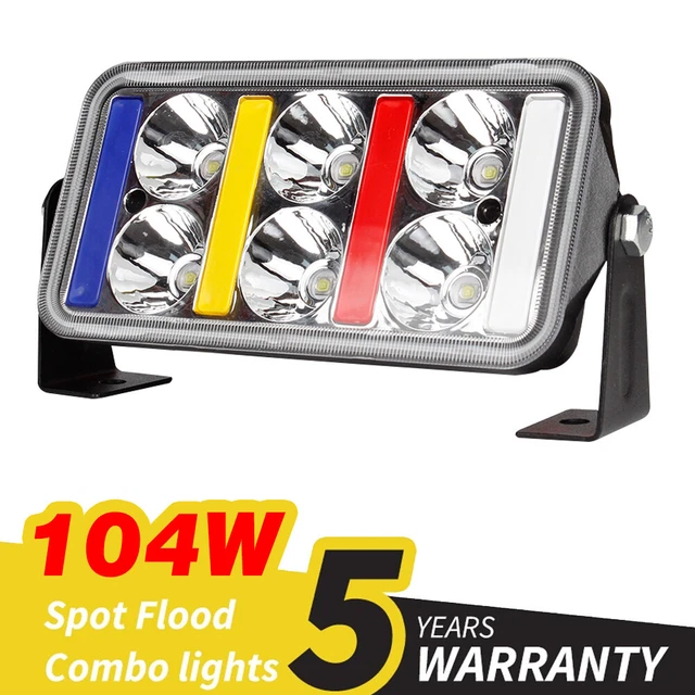 7.6'' inch 104W LED Work Warning Light Bar Fog Lamp Spot Flood Combo Offroad ATV
