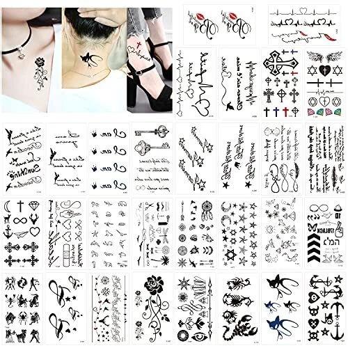 Konsait Tatouages temporaires pour adulte femmes hommes enfants 30 feuilles t...