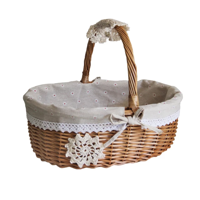 Panier Ovale En Osier Pour Dragées - Mariage, Henné 43x40cm