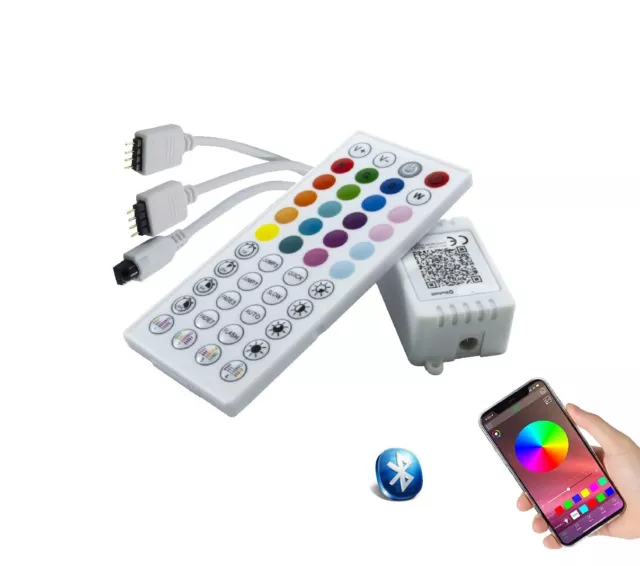 Centralina musicale per strisce LED RGB bluetooth a 2 connettori  12V 24V 5V APP