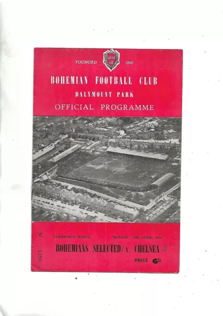 football programmes 26/4/54  v rare  Bohemian V Chelsea