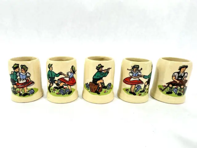 Set of 5 Miniature German Ceramic Beer Steins