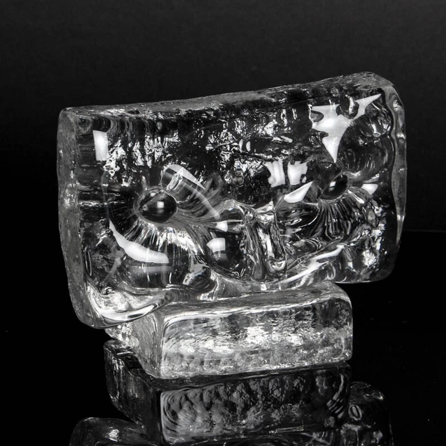 Cenedese E. Nason 1963-72 Único Cristal Murano Escultura Bloquear Cara Base #1