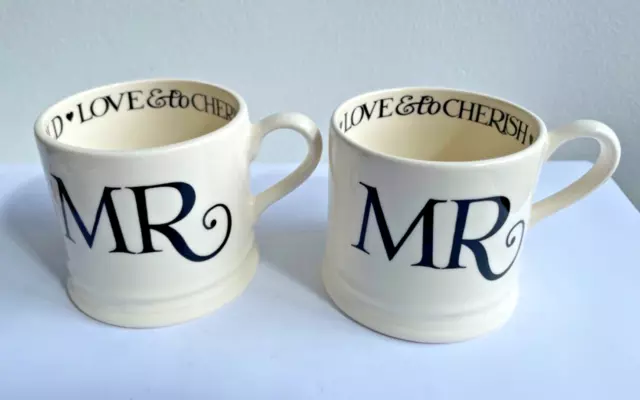 Beautiful EMMA BRIDGEWATER Toast & Marmalade Pair of Mr & Mr Mugs England