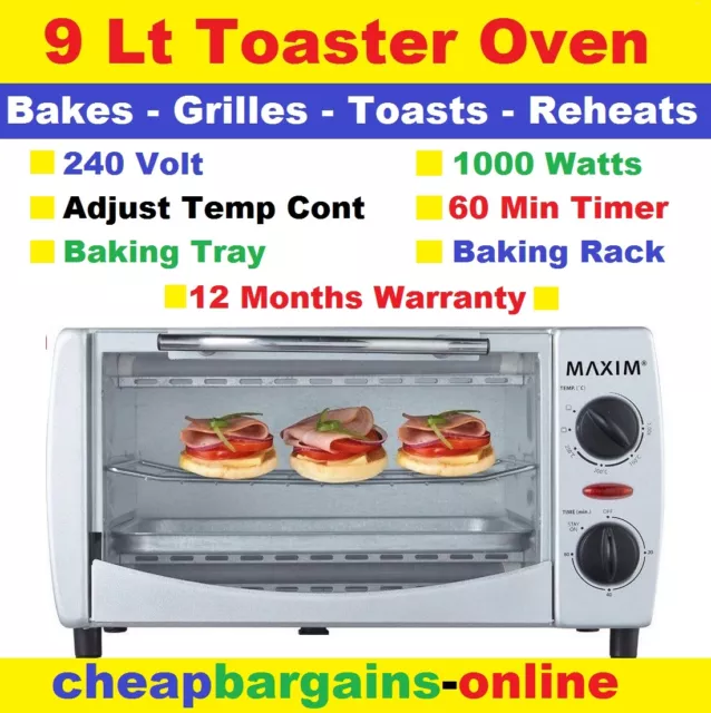 Electric Oven Toaster Maxim Cook Bake Roast Grill Reheat Toast Caravan Mini Oven