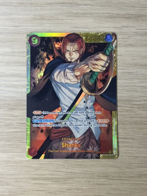 one piece card game shanks secret rare OP01-120 SEC Parallel The item may be similar but not exactly the same as the image (e.g SHANKS OP01-120 SEC Secret Rare