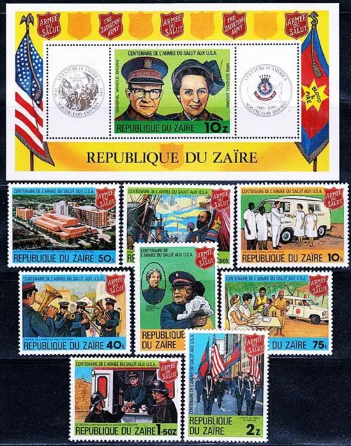 ZAIRE1980 Salvation Armee + S/S MNH Medizin, Religion, Firefighters