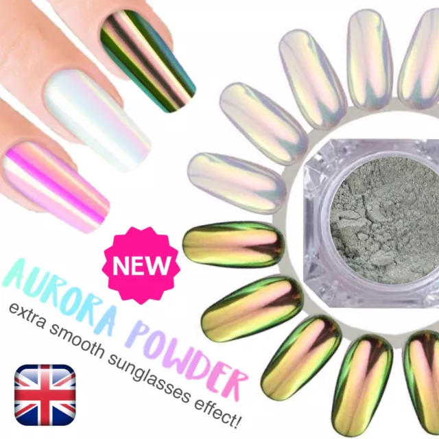 Unicorn Aurora Mirror Nail Chrome Powder Different Sizes Rainbow 1 2 & 3  gram UK
