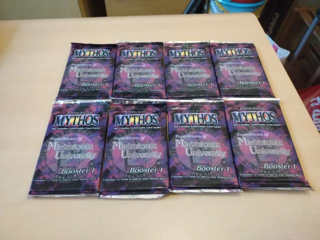 8 Booster Cards Mythos-The Cthulhu Collectable Card Game - Miskatonic University