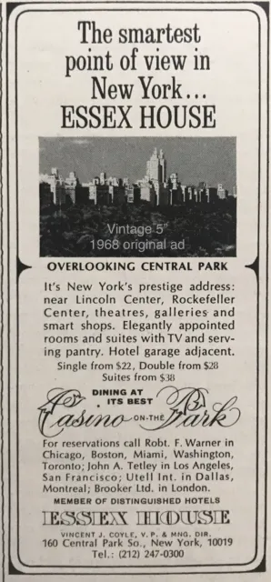 1968 Essex House Hotel AD New York VINTAGE 5" Casino On Central Park Photo PROMO