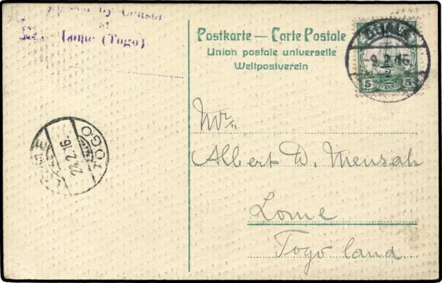 Deutsche Kolonien Kamerun Brit. Besetz., 1915, 2, Brief