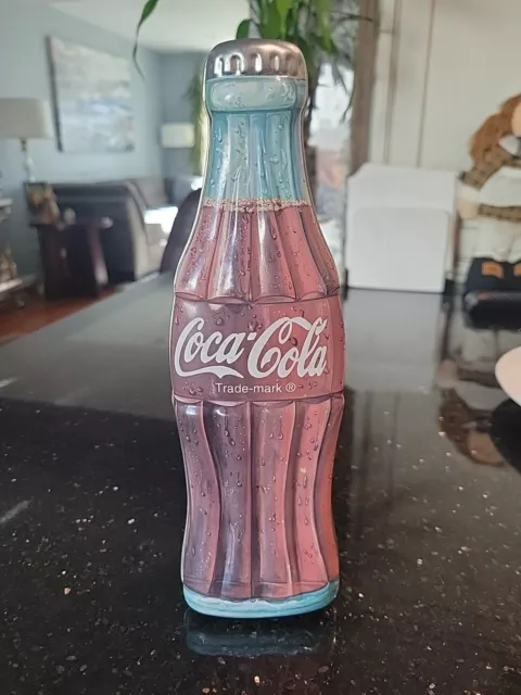 Coca-Cola Coke Bottle Shaped Metal Tin Box 7” Tall 1996